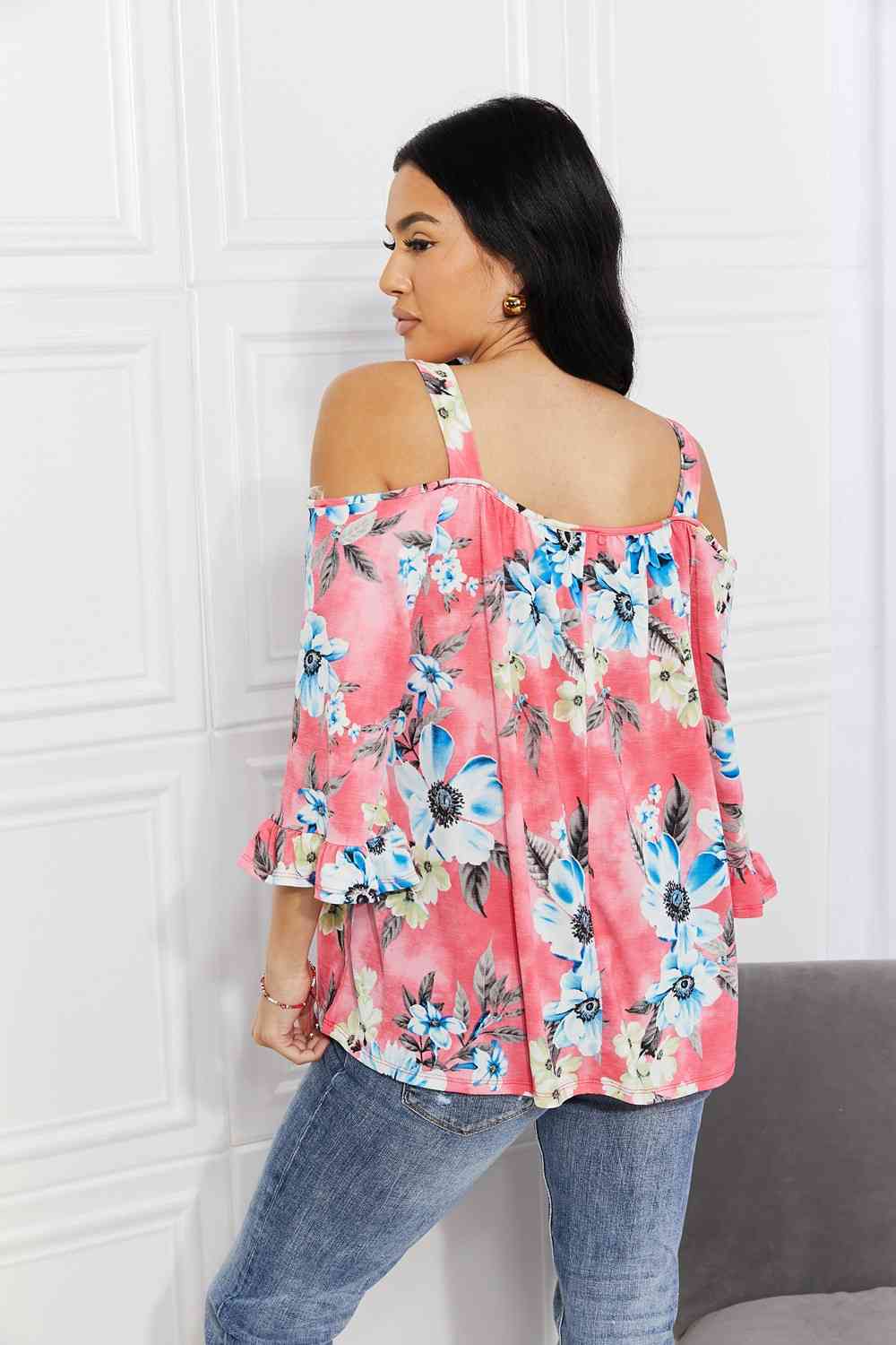 Sew In Love Fresh Take  Floral Cold-Shoulder Top