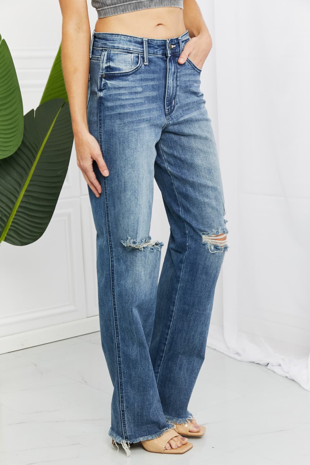 Becka Mid Rise Straight Jeans Trendsi