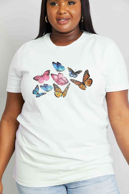 Simply Love Butterfly Graphic Cotton Tee