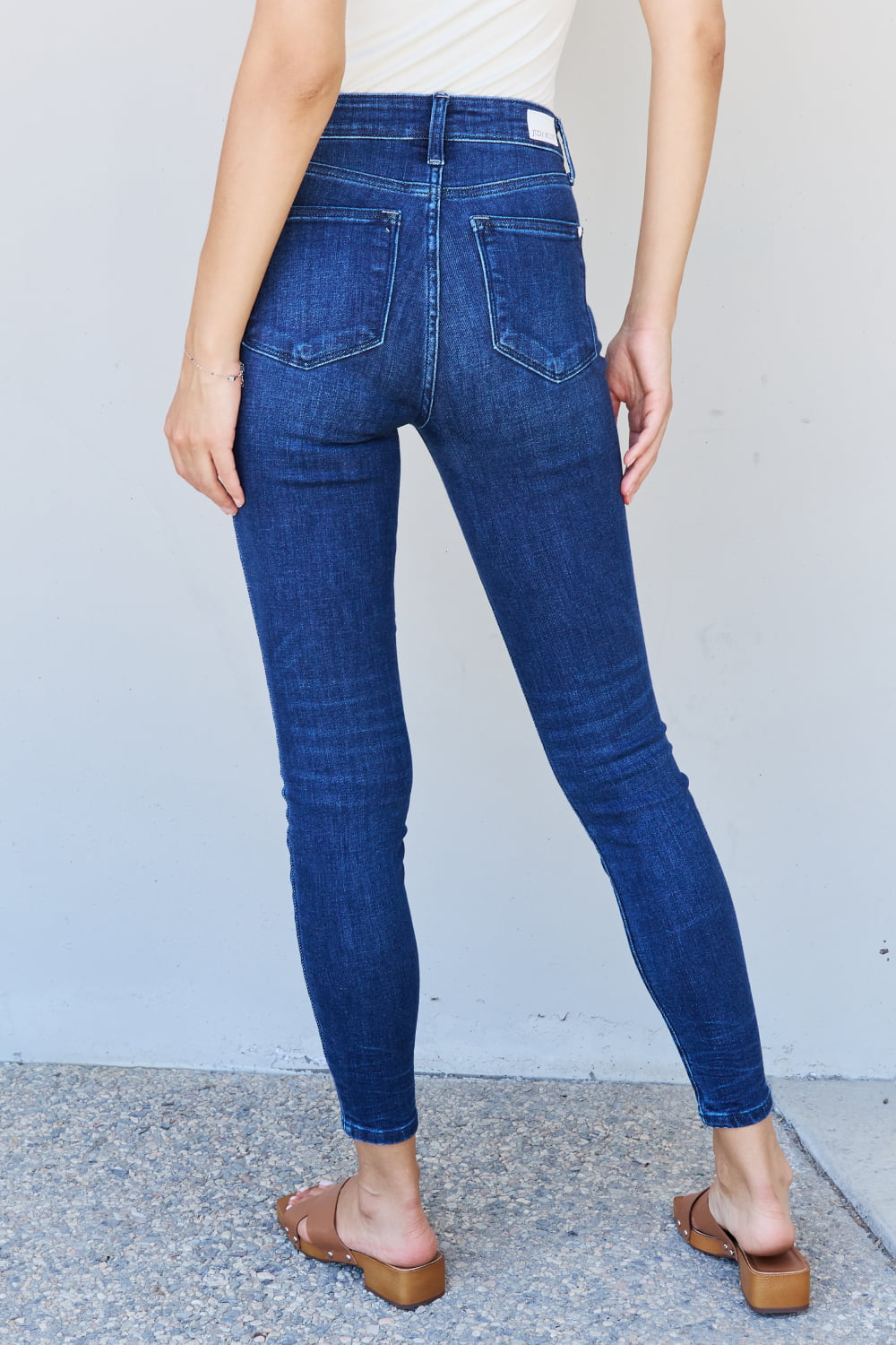 Judy Blue Marie Mid Rise Crinkle Ankle Detail Skinny Jeans