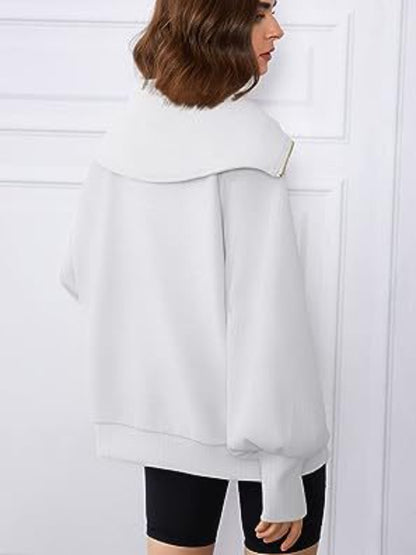 Half-Zip Lantern Sleeve Top