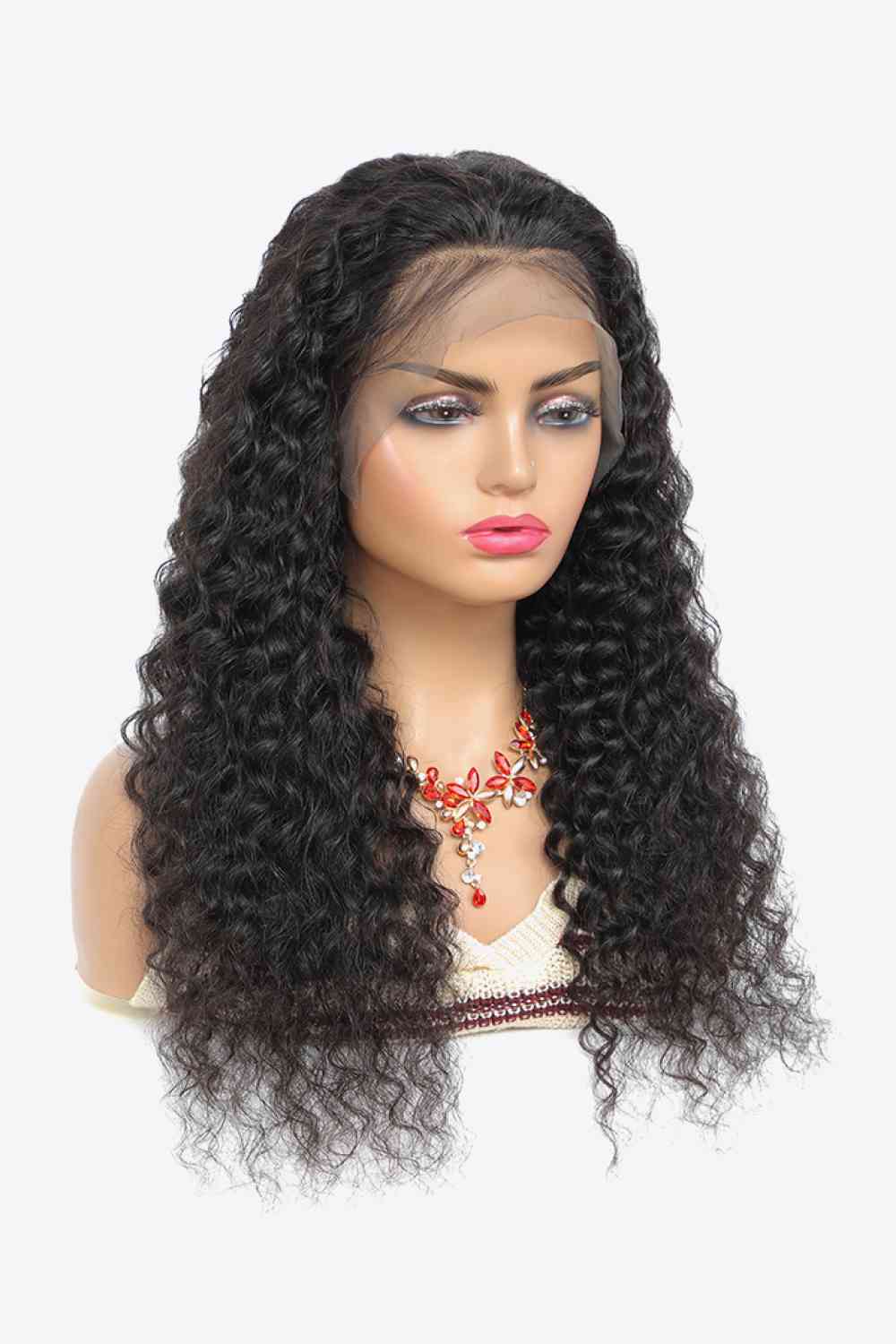 20” 13x4“ Lace Front Human Hair Curly Wig Natural Color 150% Density