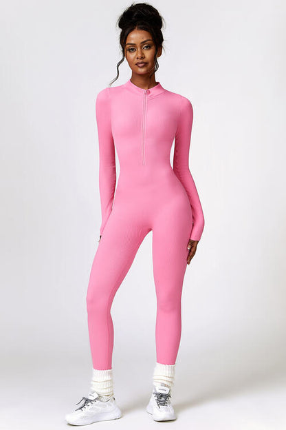 Half Zip Long Sleeve Active Sports Jumpsuit