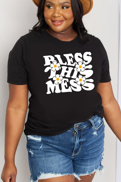 Simply Love BLESS THIS MESS Graphic Cotton Tee