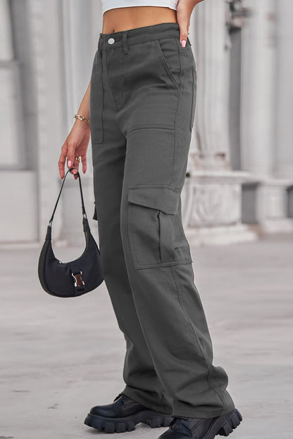 Long Straight Leg Cargo Pants Trendsi