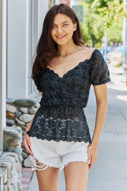 Show Stopper Glittler Peplum Top Trendsi