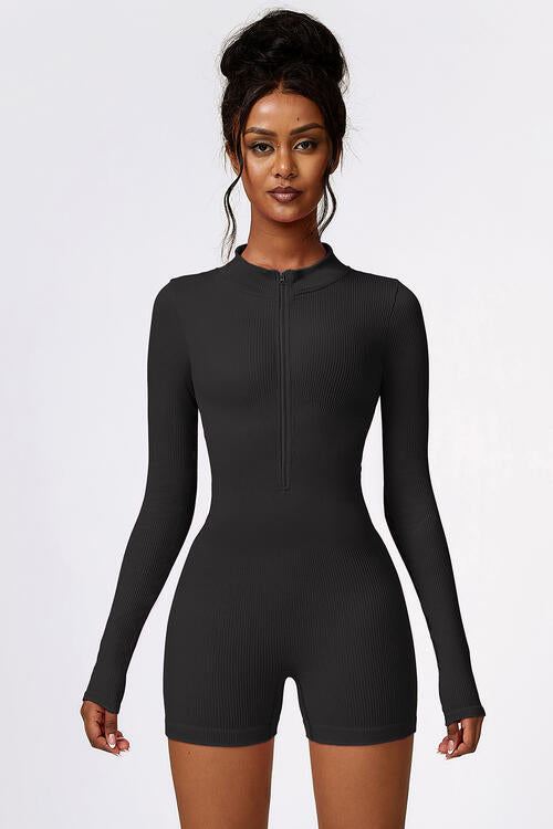 Half Zip Long Sleeve Sports Romper