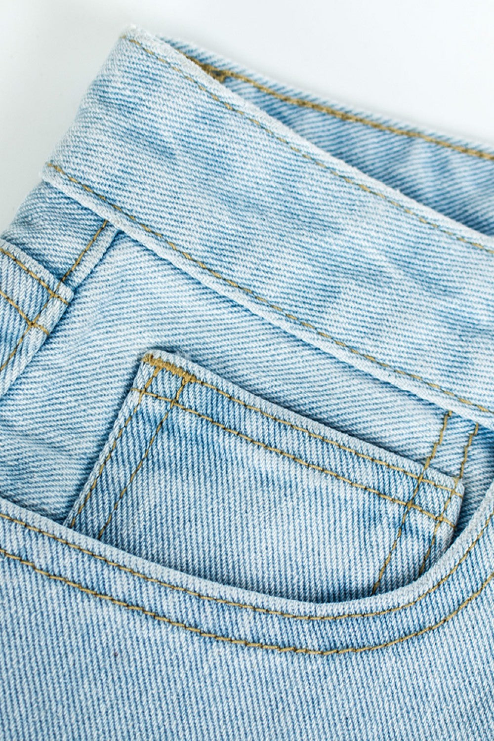 Gem Size Frayed Denim Shorts Trendsi