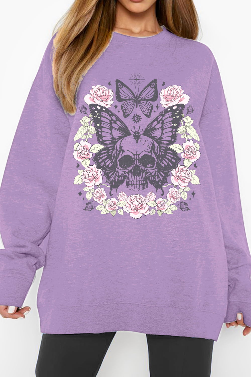 Simply Love Simply Love  Skull Butterfly Graphic Sweatshirt