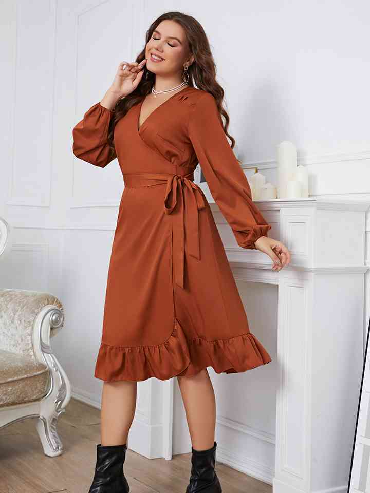 Plus+ Surplice Neck Tie Waist Dress