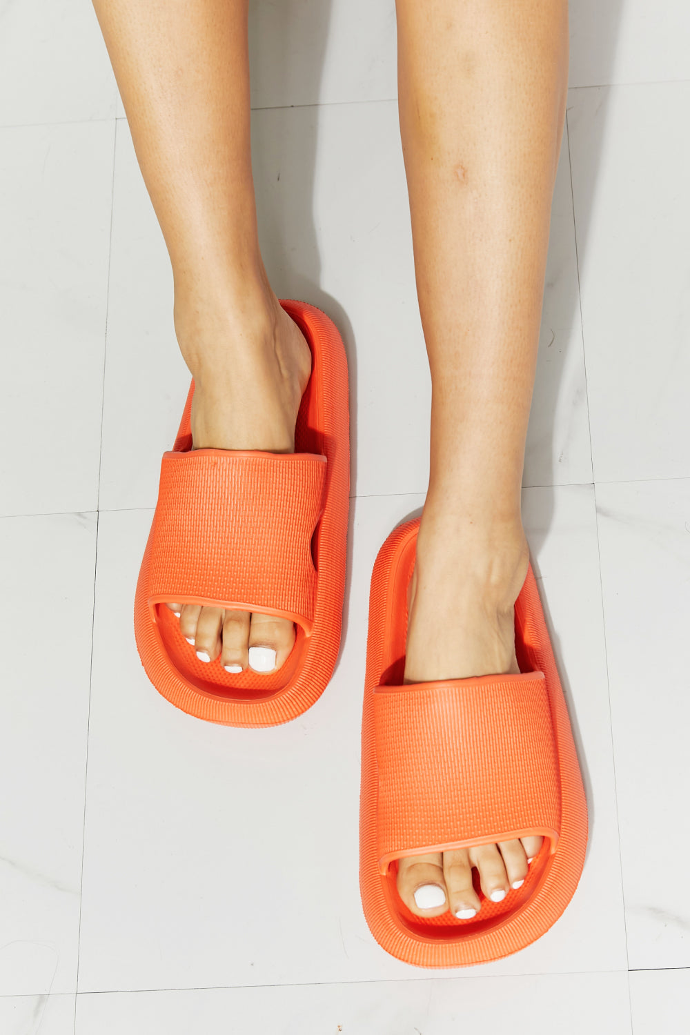 Arms Around Me Open Toe Slide in Orange Trendsi