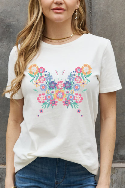 Simply Love Simply Love Flower Butterfly Graphic Cotton Tee