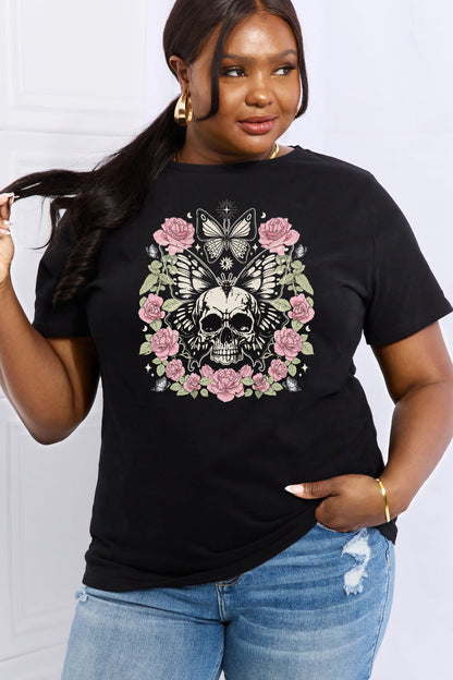 Simply Love Simply Love Skull & Butterfly Graphic Cotton Tee