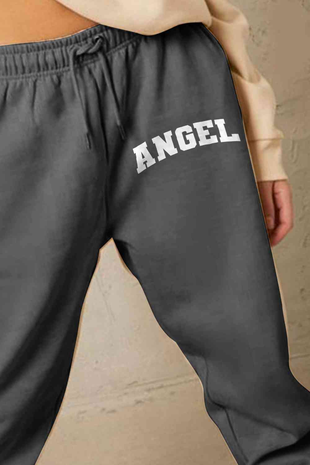 Simply Love Drawstring Angel Graphic Long Sweatpants