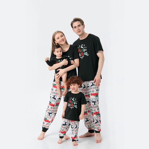 Men's MERRY CHRISTMAS Graphic Top and Printed Pants Set