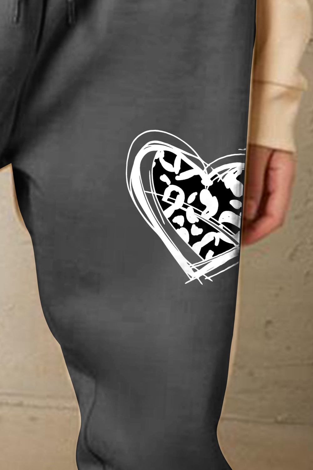 Simply Love Drawstring Heart Graphic Long Sweatpants