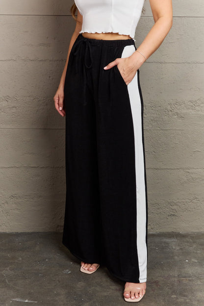 Culture Code Keep It Casual Color Block Stripe Long Pants in Black