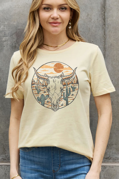 Simply Love Bull Cactus Graphic Cotton Tee