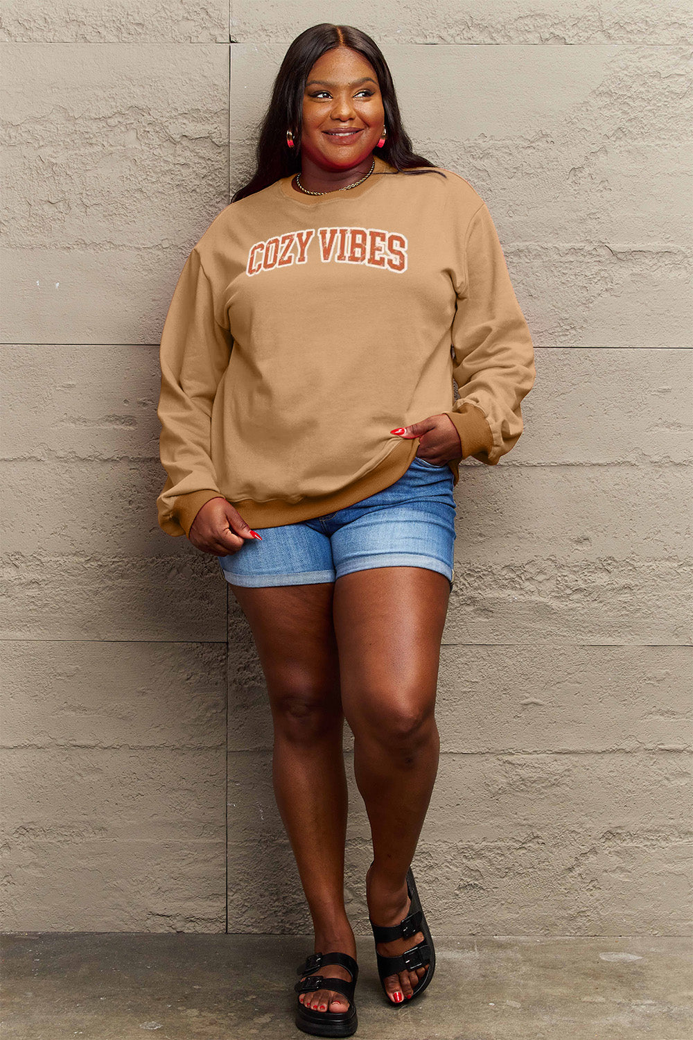 Simply Love Full Size COZY VIBES Graphic Sweatshirt