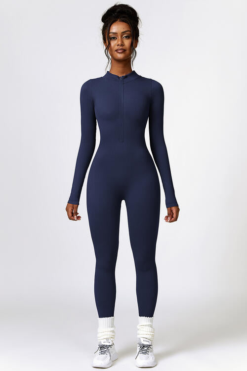 Half Zip Long Sleeve Active Sports Jumpsuit