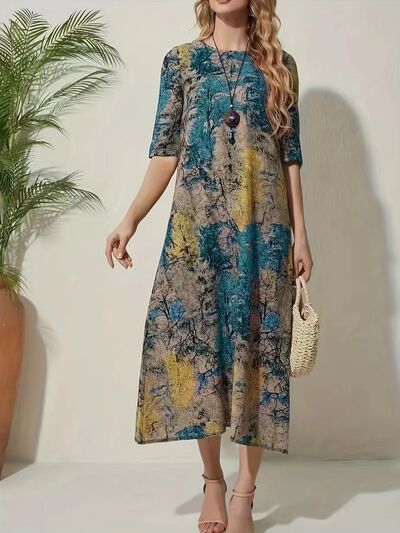 Printed Half Sleeve Midi Dress