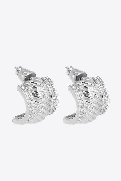 Textured Polished C-Hoop Earrings Trendsi