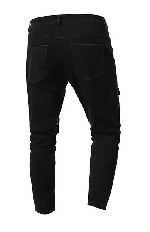 Men's Fashion Mid Waist Ripped Slim Fit Jeans kakaclo