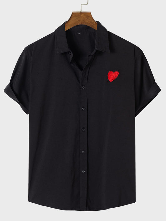 Men's Heart Graphic Short Sleeve Shirt Trendsi