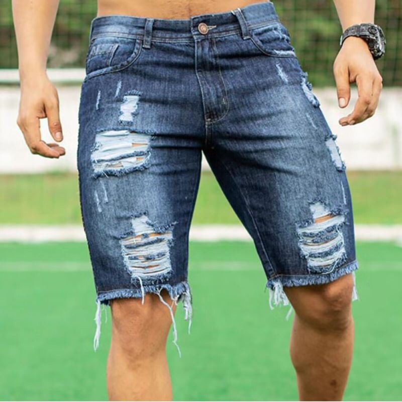 Men's Chopper Ripped Denim Shorts kakaclo