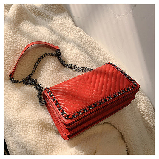 Embroidered Thread Chain Shoulder Bag
