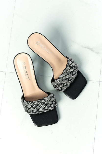 Showstopper Braided Rhinestone Heel Slide in Black Trendsi