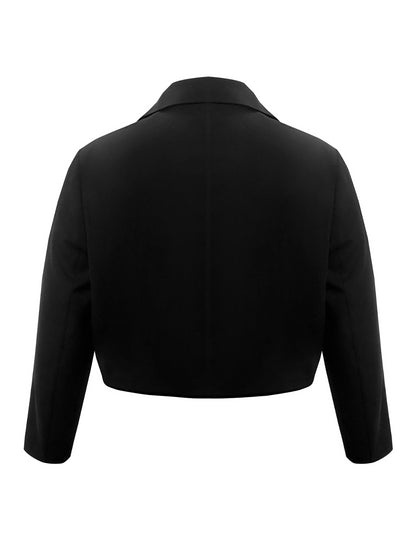 Plus+ Buttoned Lapel Collar Long Sleeve Blazer