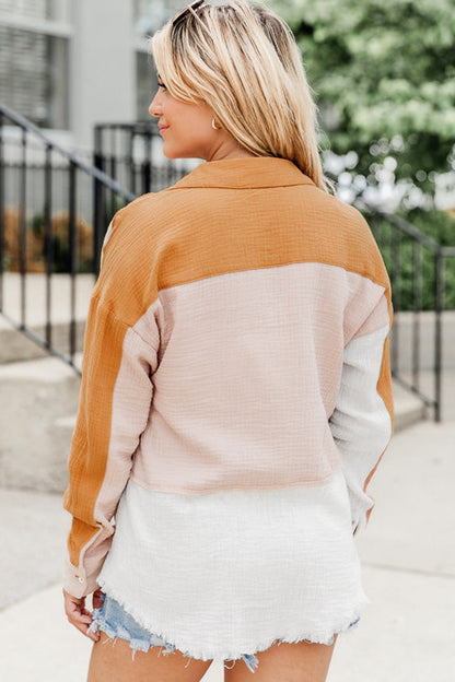 Color Block Collared Neck Shirt