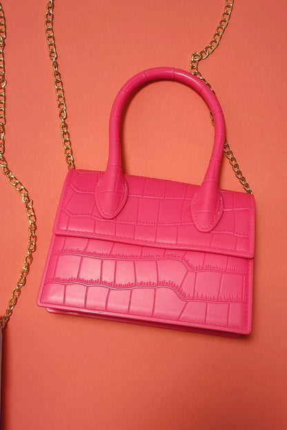 CROCODILE TEXTURED MINI BAG WITH CHAIN SHOULDER Color Theory