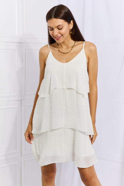 Culture Code By The River Cascade Ruffle Style Cami Dress in Soft White