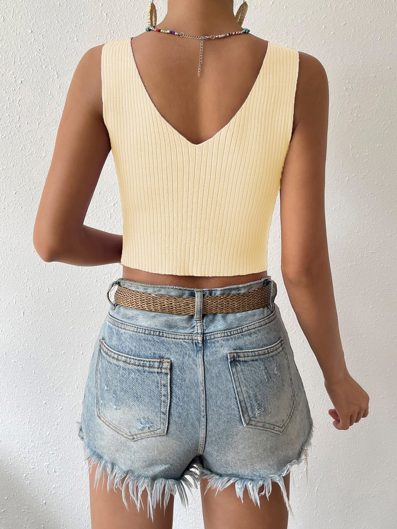 Twisted Cropped Knit Tank Trendsi