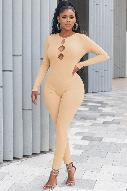 Cutout Round Neck Jumpsuit Trendsi