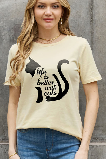 Simply Love Simply Love LIFE IS BETTER WITH CATS Graphic Cotton Tee