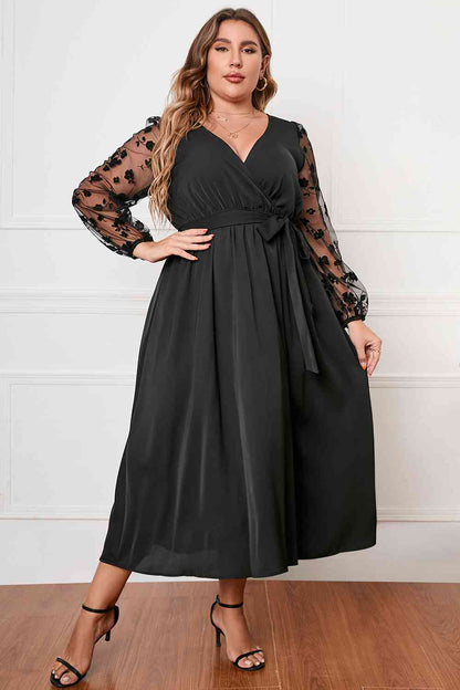 Plus+ Surplice Neck Tied Dress