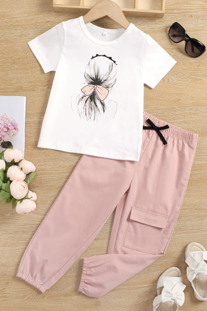 Girls Graphic Tee and Joggers Set Trendsi