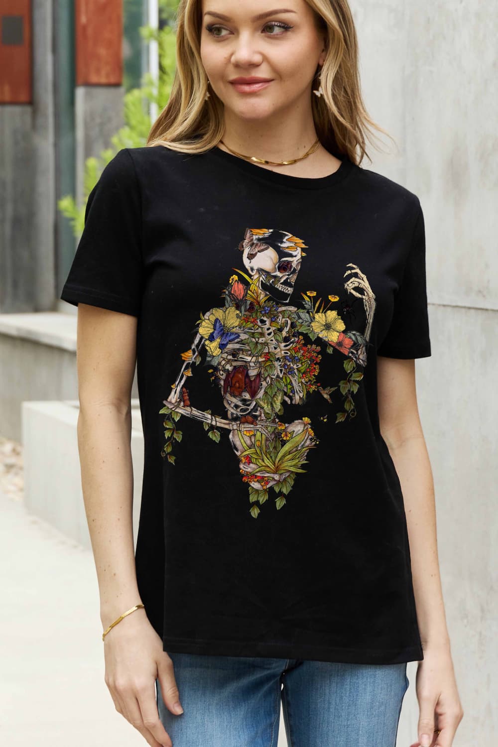 Simply Love Skeleton Graphic Cotton Tee