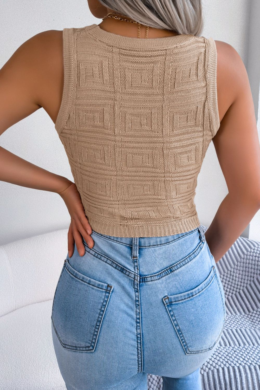 Cutout Sleeveless Knit Top Trendsi