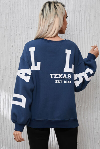 Letter Graphic Round Neck Dropped Shoulder Sweatshirt