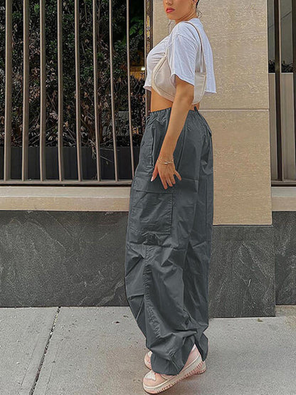 Drawstring Waist Parachute Pants