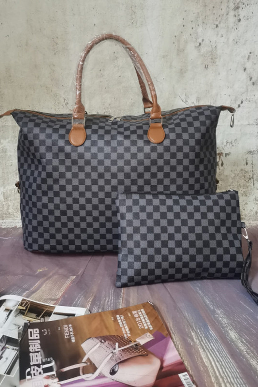 Checkered Two-Piece Bag Set Trendsi