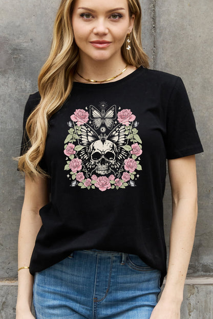 Simply Love Simply Love Skull & Butterfly Graphic Cotton Tee