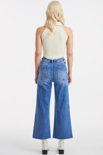 BAYEAS Raw Hem High Waist Wide Leg Jeans