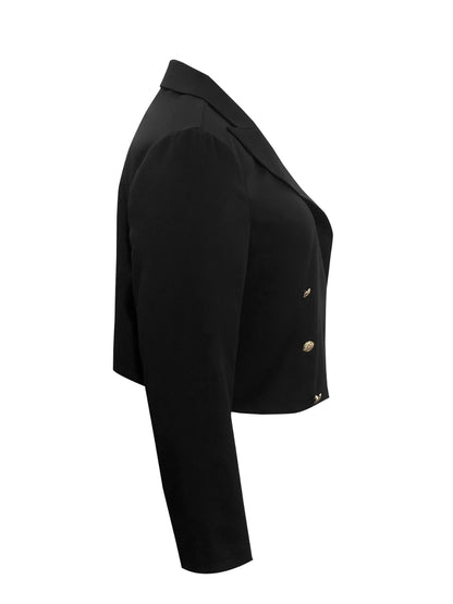 Plus+ Buttoned Lapel Collar Long Sleeve Blazer