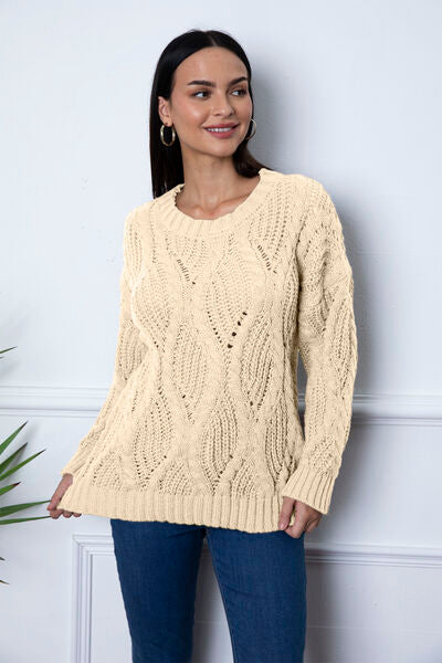 Round Neck Dropped Shoulder Sweater