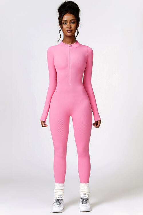 Half Zip Long Sleeve Active Sports Jumpsuit